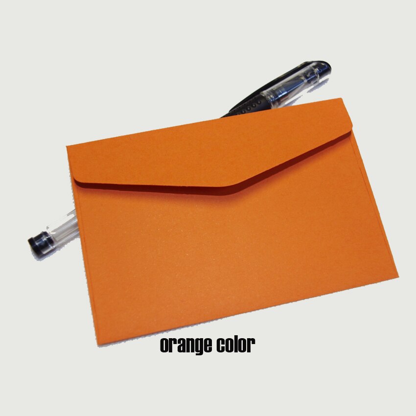 100pcs Lxw: 11.7x8cm Colorful Mini Kraft Envelope Business Vip Card Small Wedding Party Invitation Card Paper Envelopes Office: orange