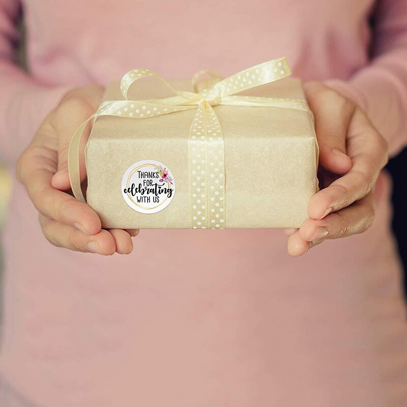 500pcs/roll Kraft round thank you Stickers seal labels stickers Package sticker