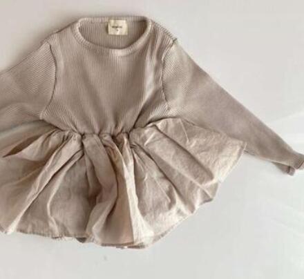 MILANCEL otoño bebé niñas monos ruffle Estilo Falda bebé una pieza niño niñas monos de manga larga bebé traje: grey pink / 3-6M