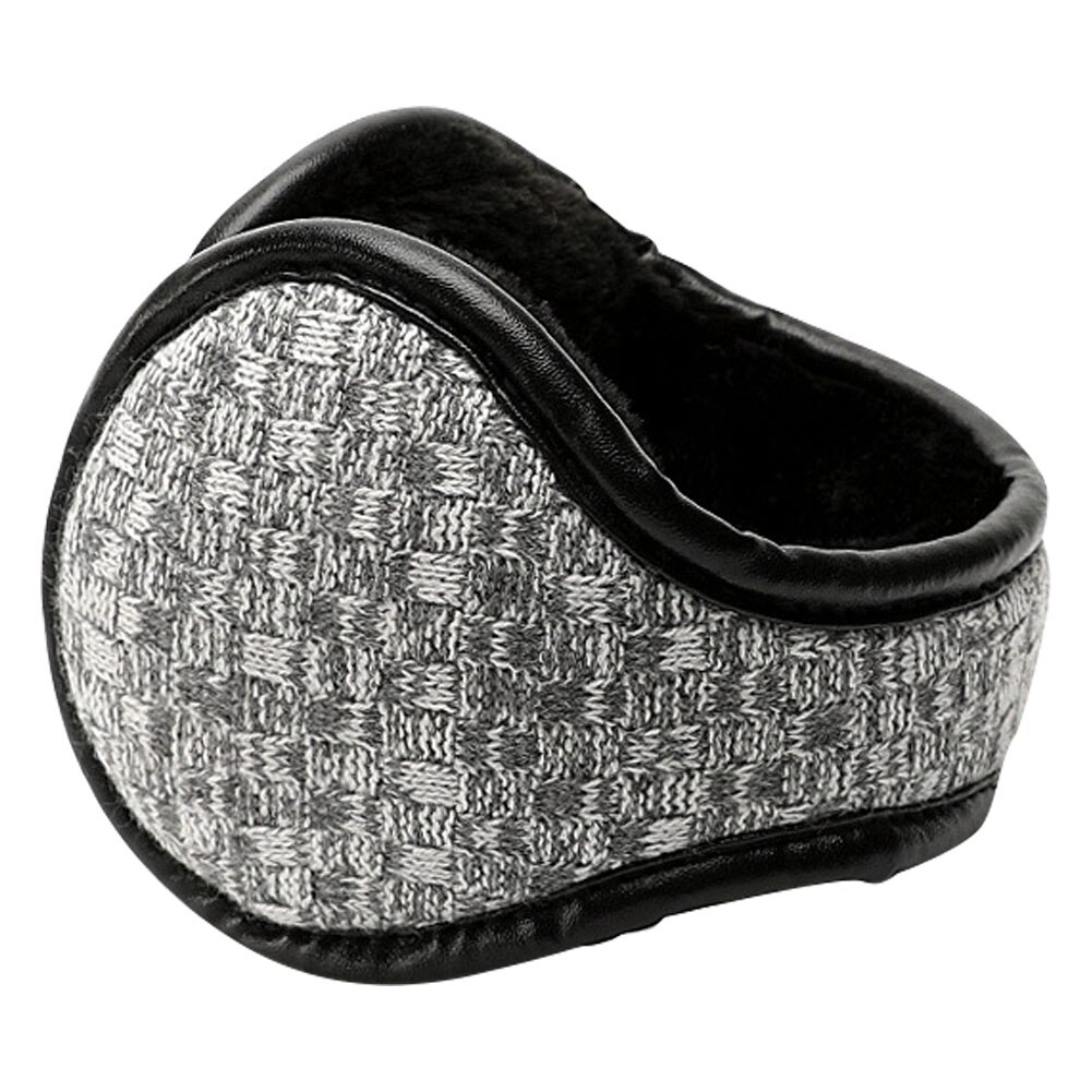 Orejeras plegables de cuero sintético para hombre, orejeras portátiles para deportes al aire libre, senderismo, para viajes de invierno: Grey White