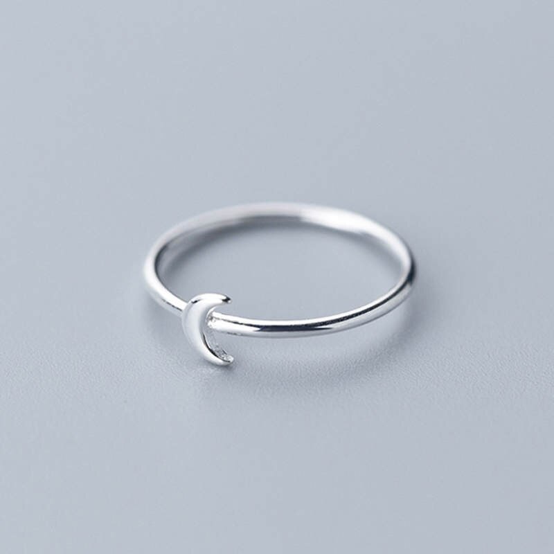 INZATT-Anillo de Luna minimalista para mujer, Plata de Ley 925% auténtica, para de cumpleaños, clásico bonito, joyería geométrica, accesorios: 4