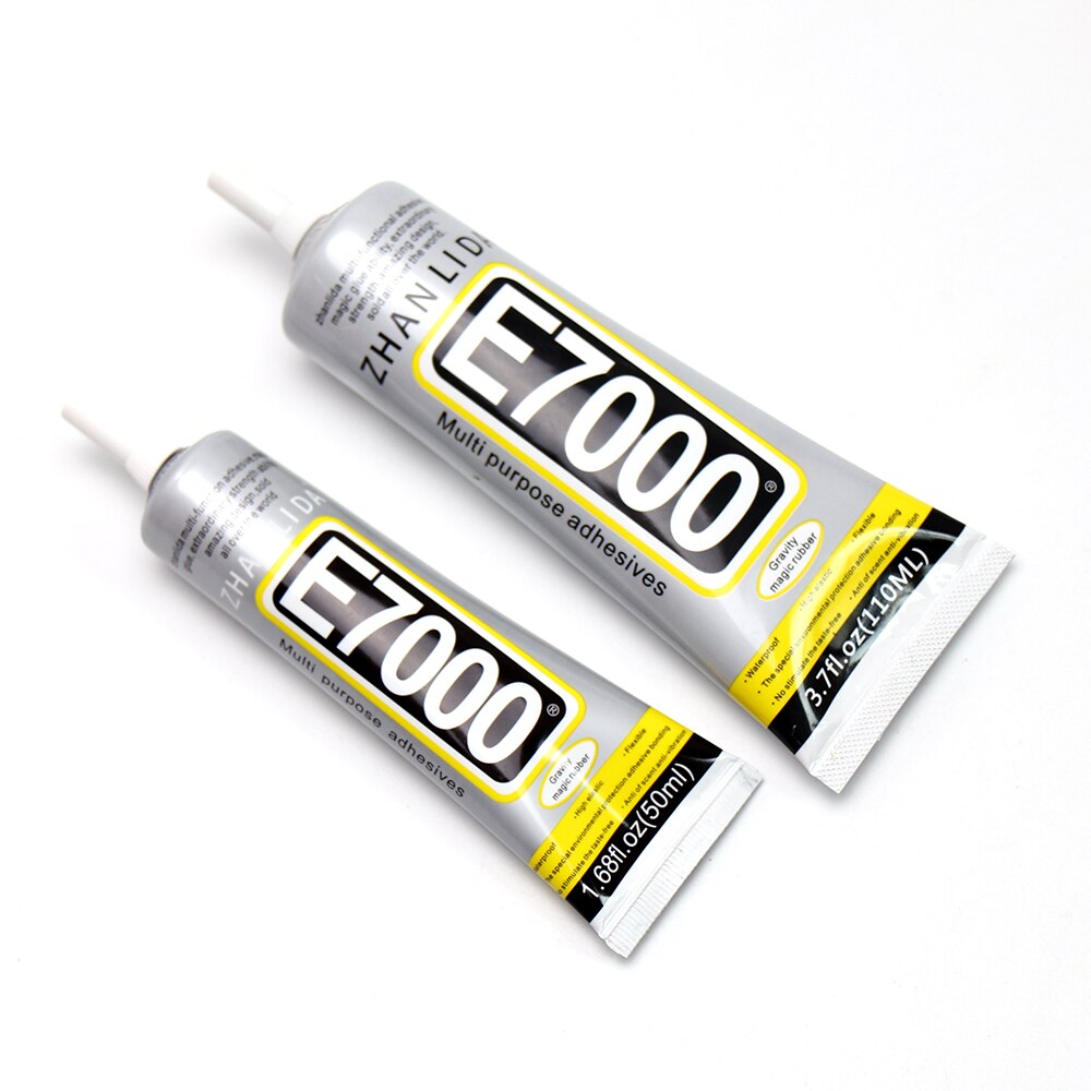 E7000 – colle en caoutchouc liquide Transparent haute résistance, 110ml, 2 pièces, pour pierre de verre métallique, porcelaine, bois, tissu cuir, éponge en Nylon
