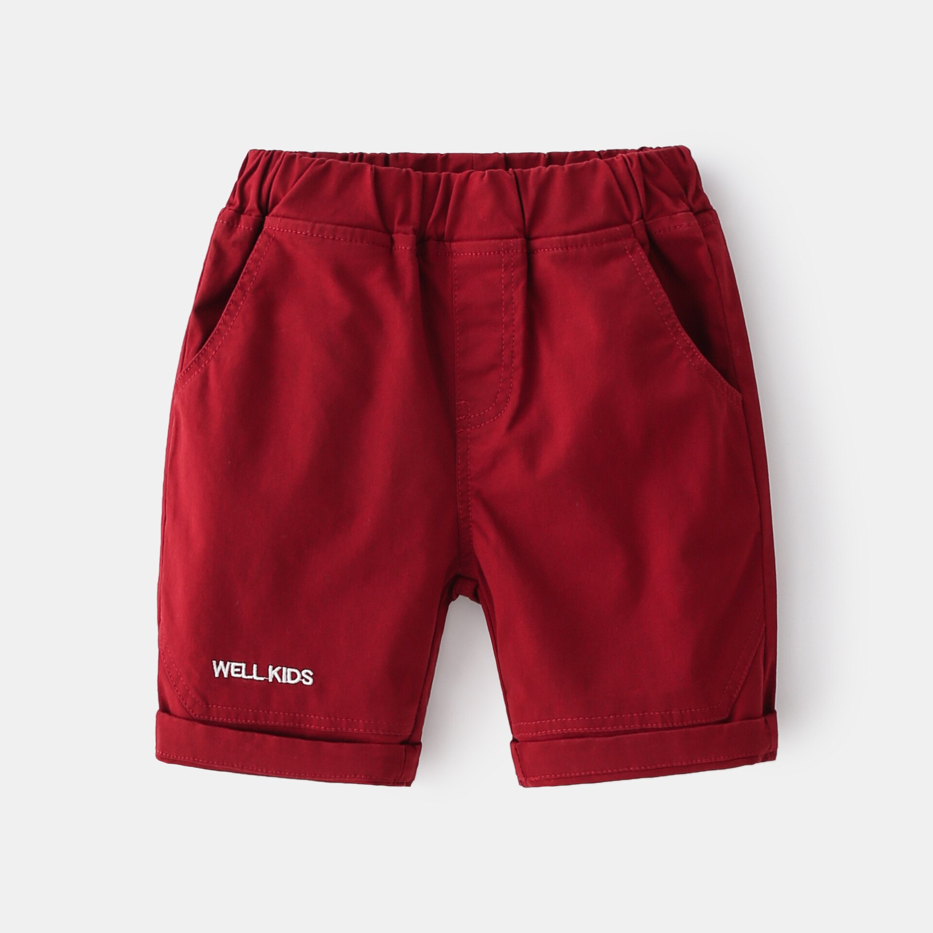 Short d'été en coton pour garçon, pantalon à la , taille élastique, longueur aux genoux, vêtements pour enfants: red / 6