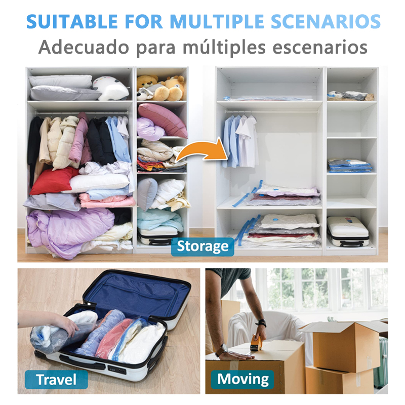 Sacchetto sottovuoto per vestiti, sacchetto sottovuoto con pompa, elementi essenziali per il viaggio, sacchetti salvaspazio per trapani, coperte, organizer per riporre oggetti