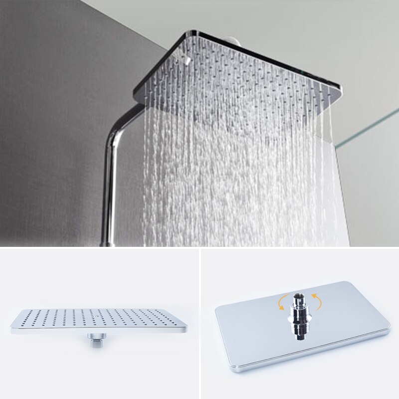 8/10/12 inch Big Rain Shower Head ABS Plastic Square and Round Top Shower Head Over-head Shower Sprayer Chrome and Black