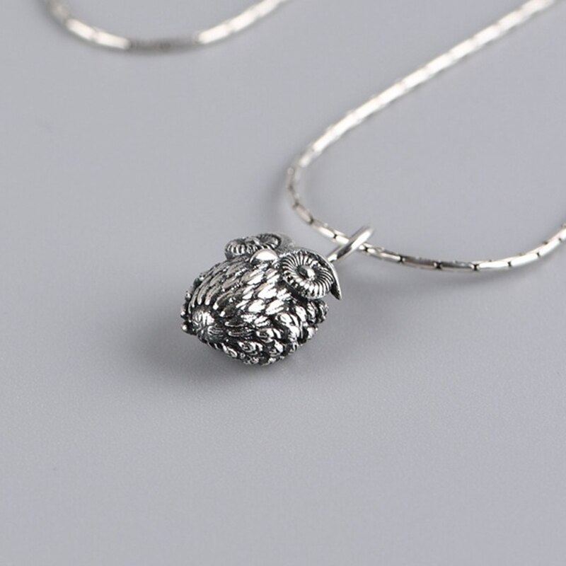 Balmora original 925 silberne 3d niedliche eulenanhänger für damen, mädchen, retro-punk-stil, exquisiter tieranhänger, schmuck ohne kette