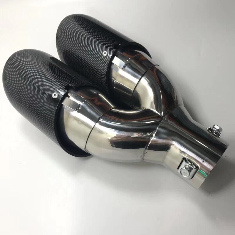 Um Pedaço de Carbono Olhar ID 90 63 milímetros OD mm Bicos Dicas Silenciador Do Escape Para Unversal Carbono Caudas de Entrada 2.48 polegada tomada de 3.54 polegada