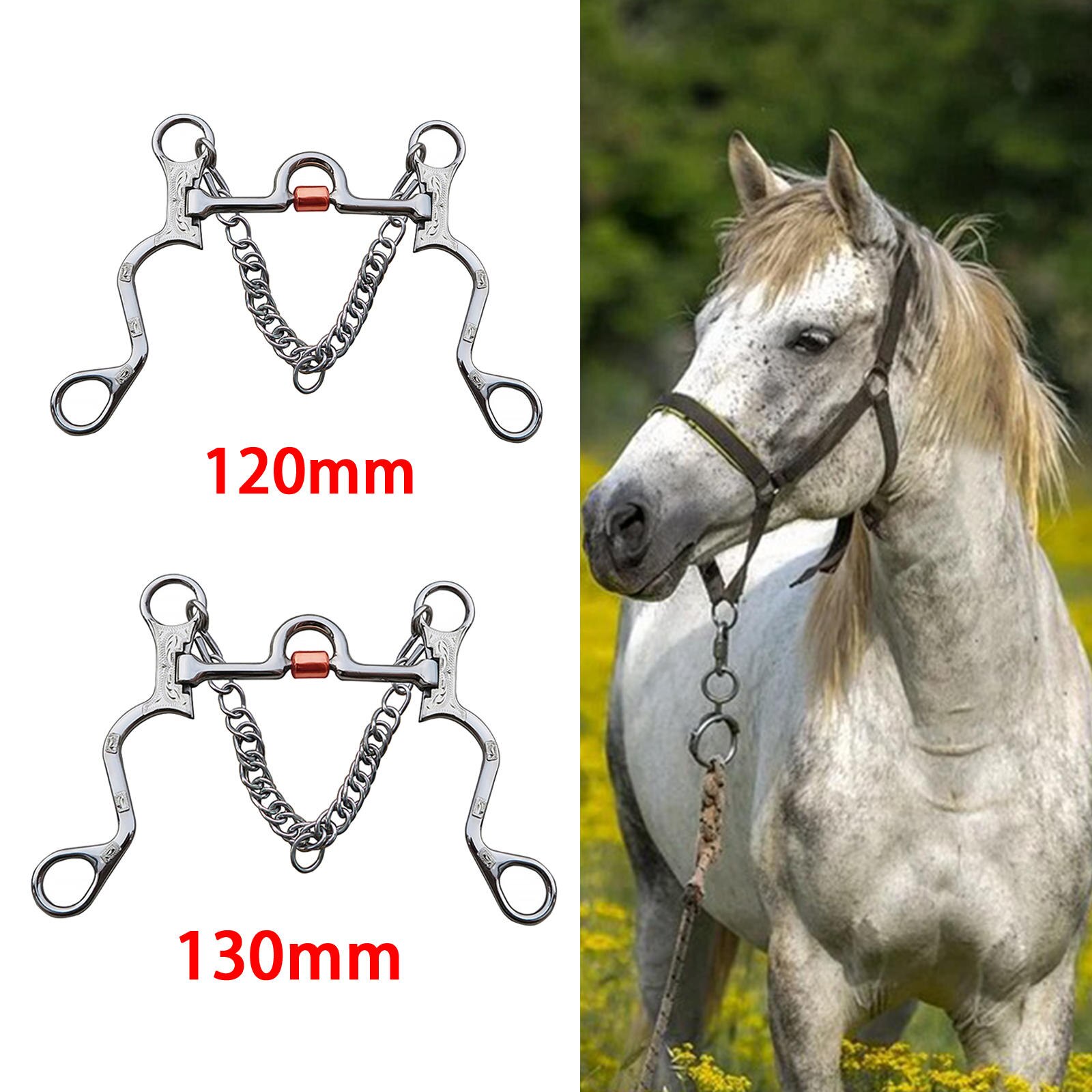 Western Style Horse Bit Copper Mouth Horse Chewing Horse Gag Bit 4" 5''Mouth 7" Cheeks Cheek Stainless Steel for Horse Bridle