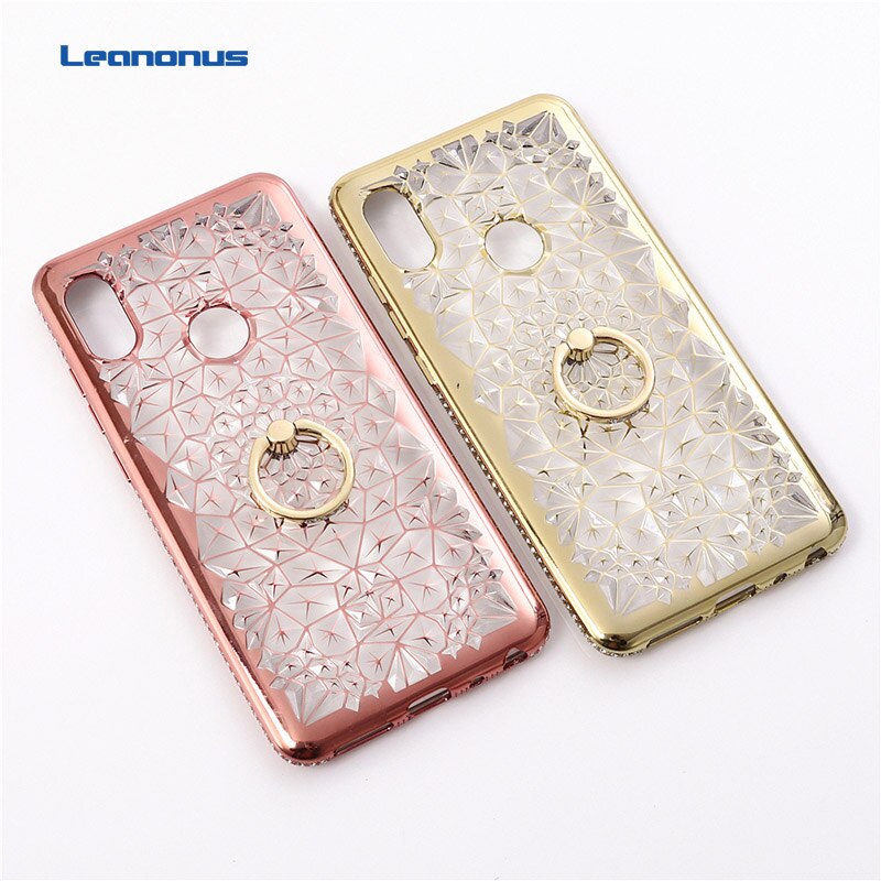 Pour Xiao mi mi 6X 5X A1 A2 étui plaqué strass coque en silicone pour rouge mi Note 5 6A 6 Pro 5 Plus étui de support de bague de paillettes