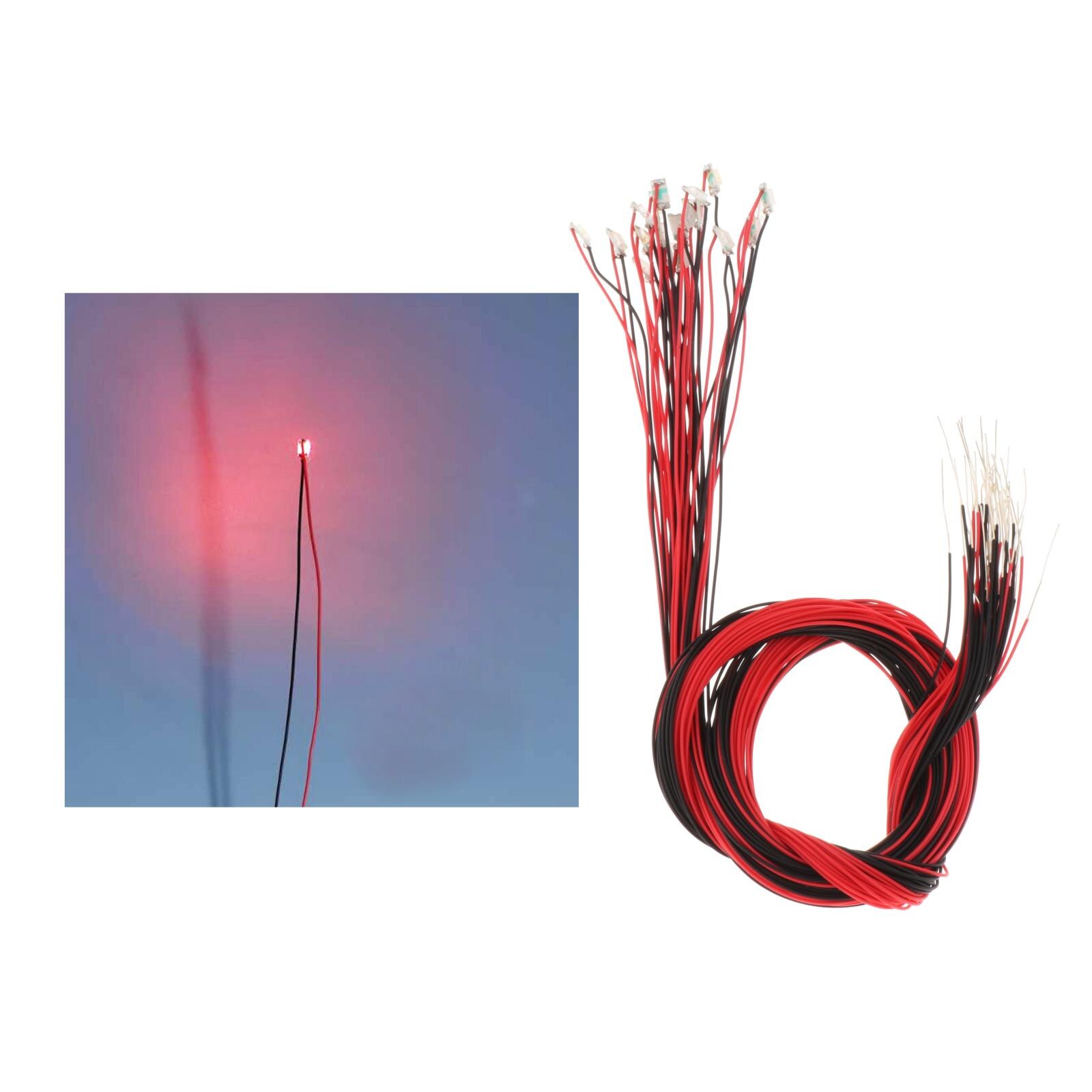 20pcs Pre-soldered Micro Litz Wired LED Leads Wires 30cm DIY Wired Leads Light for Model Hand-made Lights 3V Wired Led Leads War