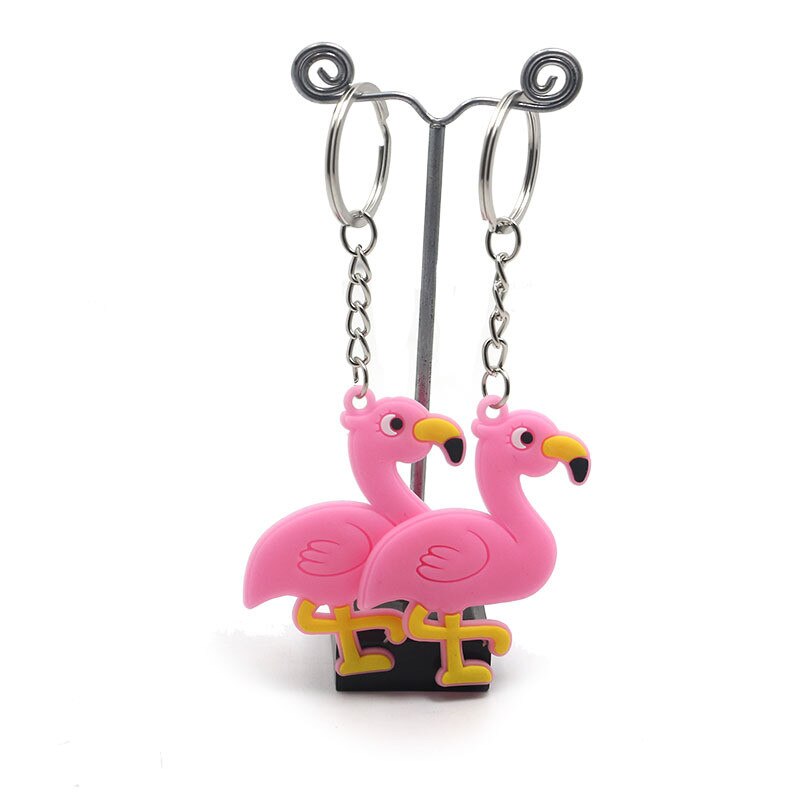 6 stk pink flamingo gummi nøgleringe hawaii fest favoriserer fødselsdagsfest dekorationer børn voksen baby shower bryllup dekorationer