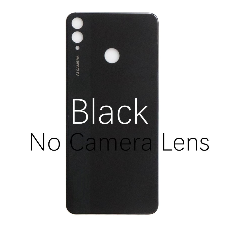 Back Glass Cover For HUAWEI Honor 8X Back Battery Cover Glass Panel Honor View 10 Lite Rear Door Housing Case With Camera Lens: Black No Lens