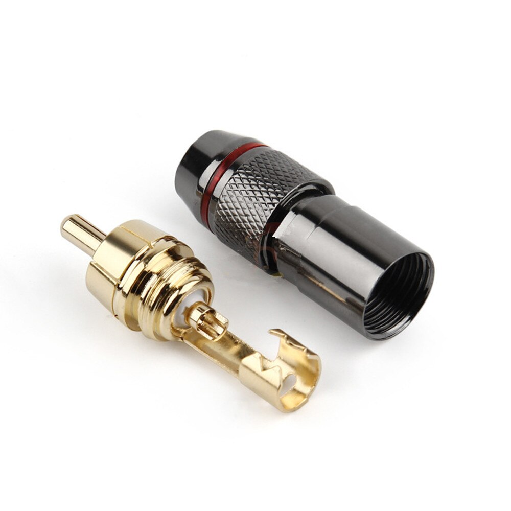 RCA Connector Gold-Plated Lotus Head Video Audio Cable Connector Supports 6MM Cable RCA Male Plug Adapter Solder AUX Cable Plug