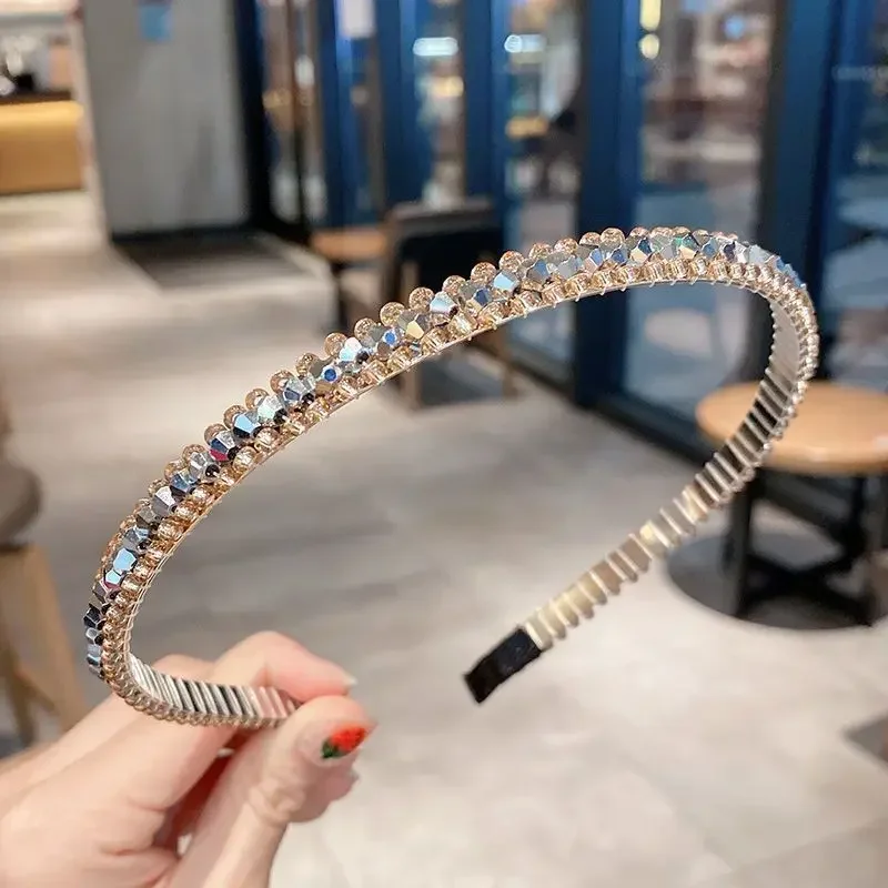 Koreaanse Crystal Bezel Hoofddeksels Vrouwen Hoofdband Meisjes Vintage Haarbanden Brede Haarband Hoepel voor Bruiloft Haaraccessoires: YELLOW