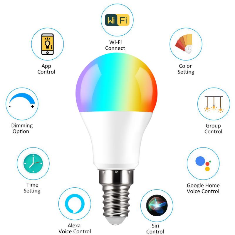 Dimmable E14 RGB LED Smart Bulb 6W Bluetooth Lamp RGBW RGBWW Smart Lamp Music Control Apply To IOS /Android