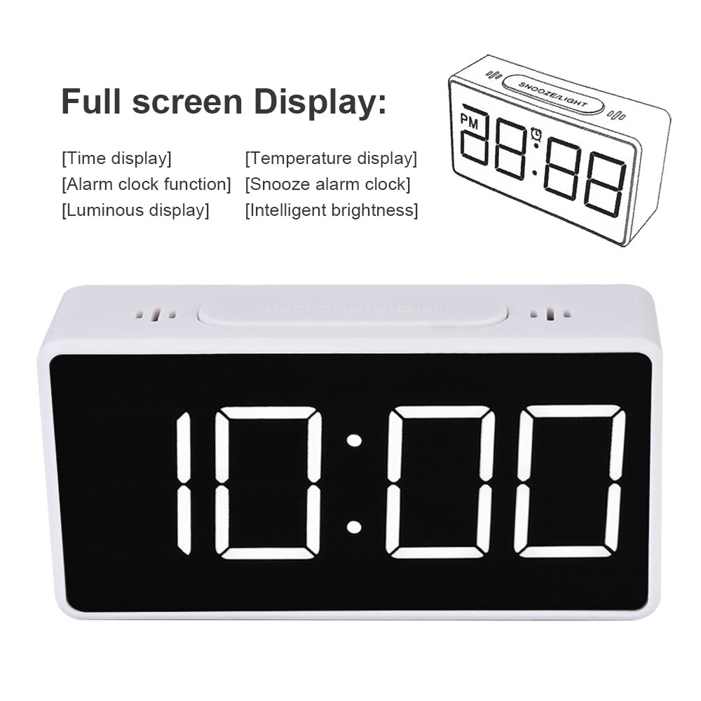 LED Digital Alarm Clocks With Snooze Digital Temp Time Music Dual Clock With USB Charger Large Digit Display Brightness Dimmer
