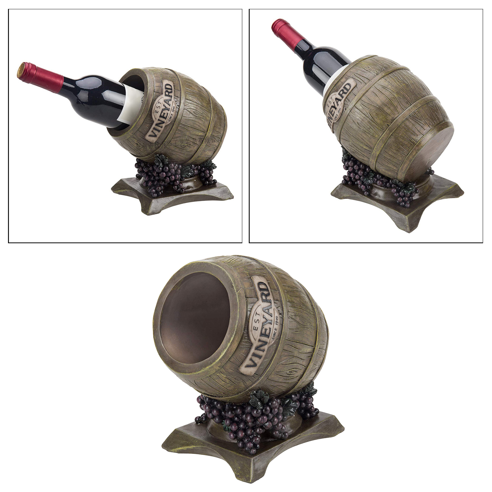 Wine Bottle Holder Stand Barrel Decor Countertop Table top Wine Rack Single-Bottle Display Home Kitchen Wine Shelf