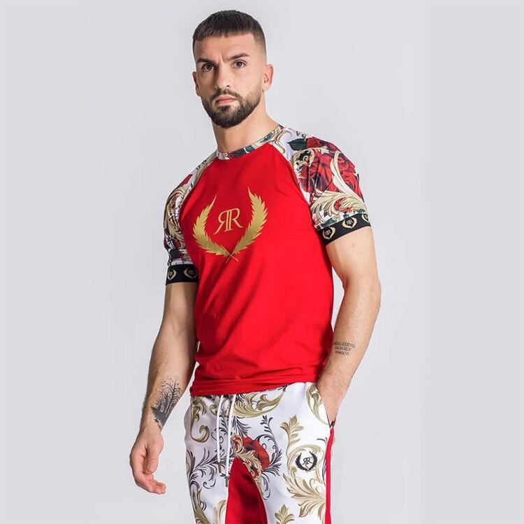 T-shirt Mannen Casual Zomer Bloemen Man Tshirt Tee Tops Streetwear Kleding Heren T-shirt Gym Fitness Mannen t-shirt: 1 / L