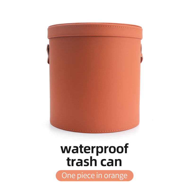 Car Trash Can Organizer Garbage Storage Car Waste Basket Portable Waterproof Round With Lid Automotive Supplies Large Capacity: Orange