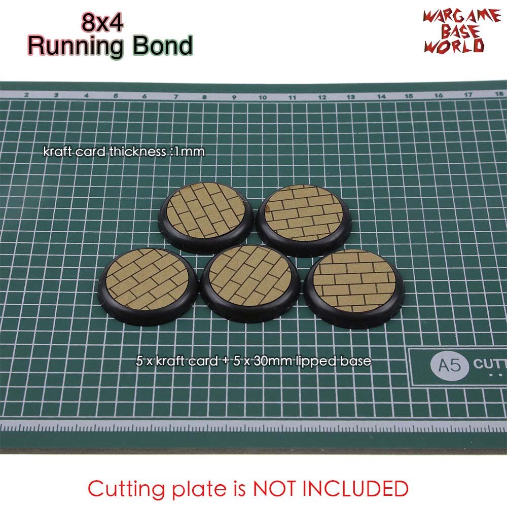 Kraft Card Texture Bases - 30mm lipped bases - Texture Bases for Warhammer: 8x4RunningBond