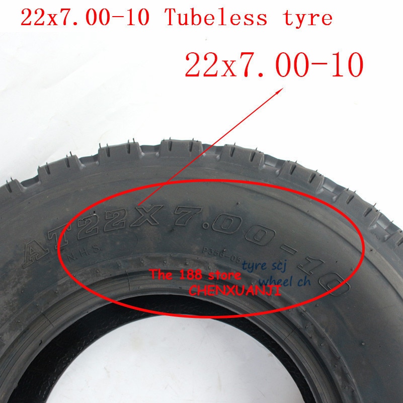 22x7.00-10 pouces pneu Tubeless pour Quad chinois tout-terrain 4 roues kart moto Motocross 22x7-10 ATV pneu sous vide