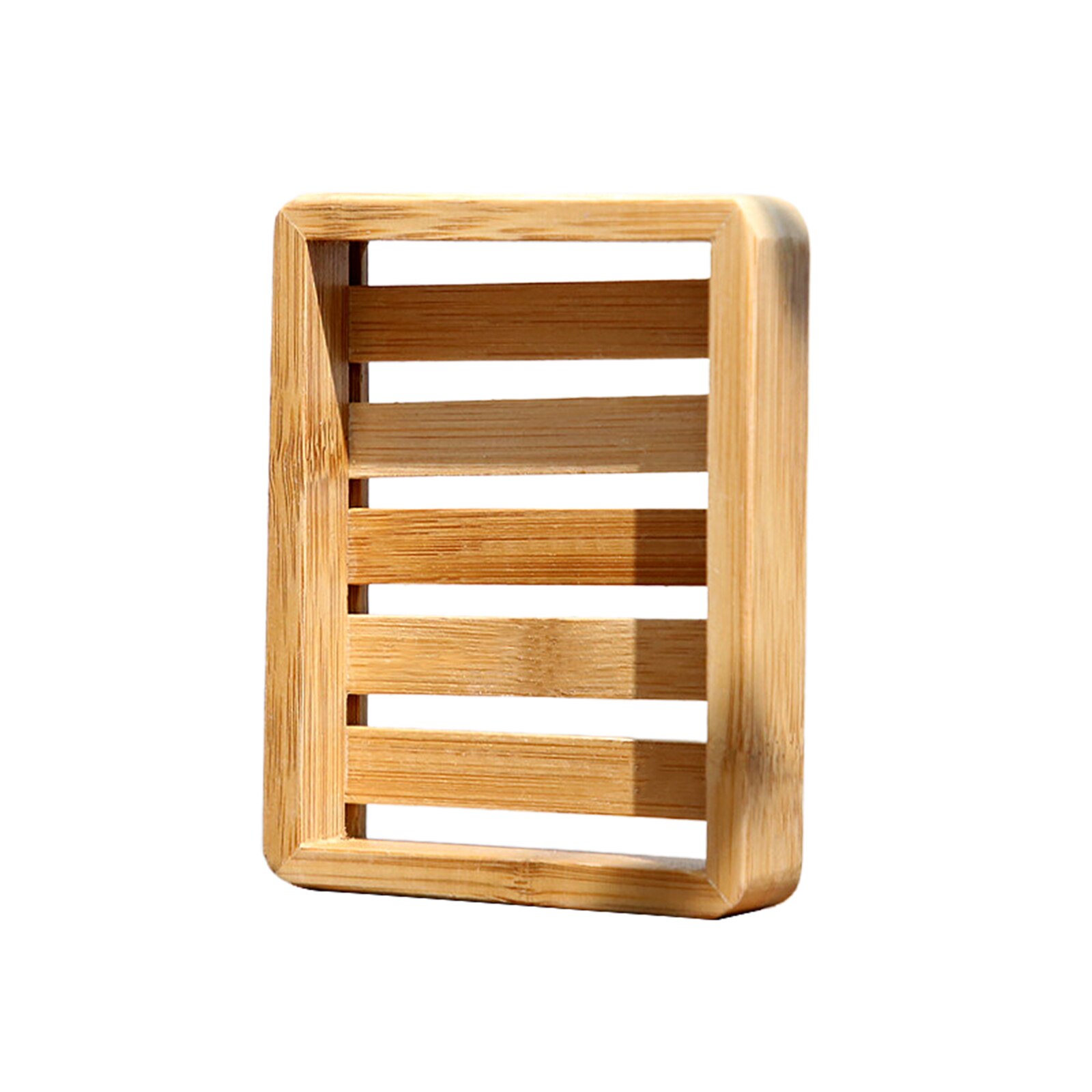 Bærbare sæbeskåle enkel bambus manuel afløbssæbeboks badeværelse badeværelse sæbeboks i japansk stil: 11.7 x 9.2 x 2.2cm