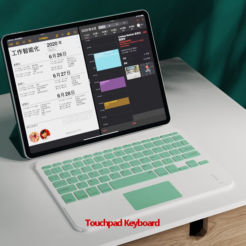 Bluetooth Touchpad Keyboard for Samsung Xiaomi Huawei iPad Phone Tablet Wireless Keyboard for IOS Windows Keyboard Rechargeable: touchpad green