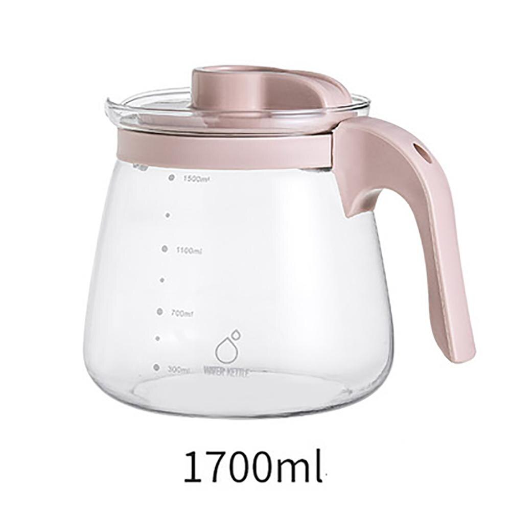 Botella de vidrio para agua y zumo, recipiente de gran capacidad con tapa, dispensador de agua, para el hogar, 1 ud.: 1700ml pink
