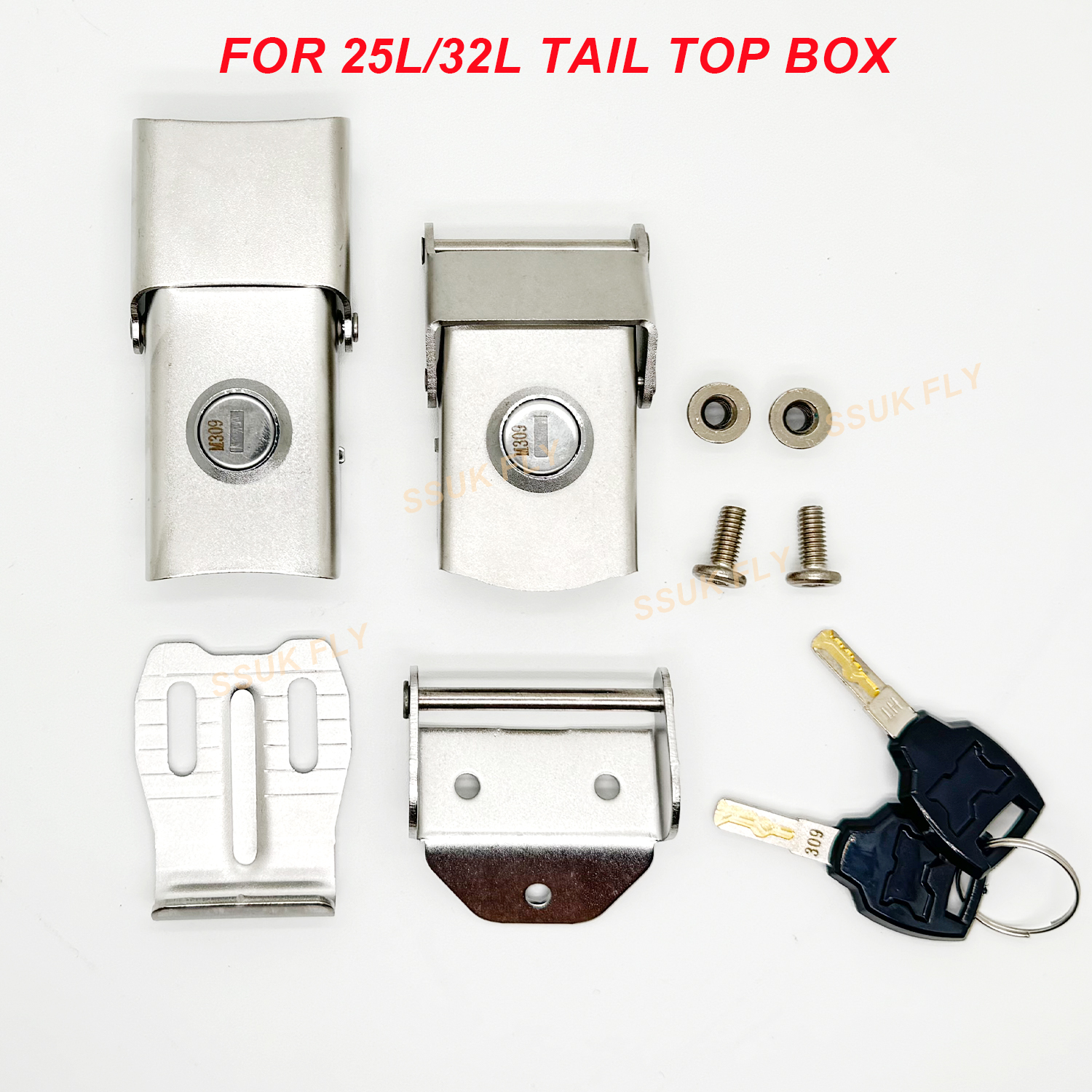 25L 32L 36L 45L 55L 65L 80L 100L Motorcycle Top Box Lock Rear Trunk Cylinder Core Tail Box 2 Keys Upper Lower Locks Accessories: Blue