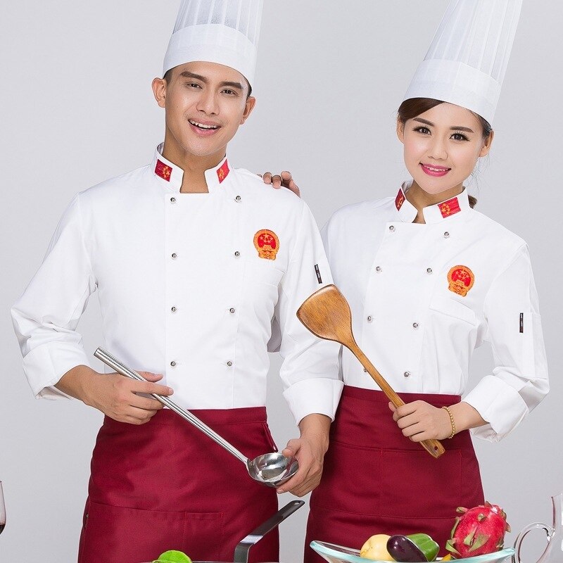 Kokk slitasje langermet uniform kakebakers antrekkbutikk og cateringhotell restaurant kokkuniform pluss størrelse b -5566