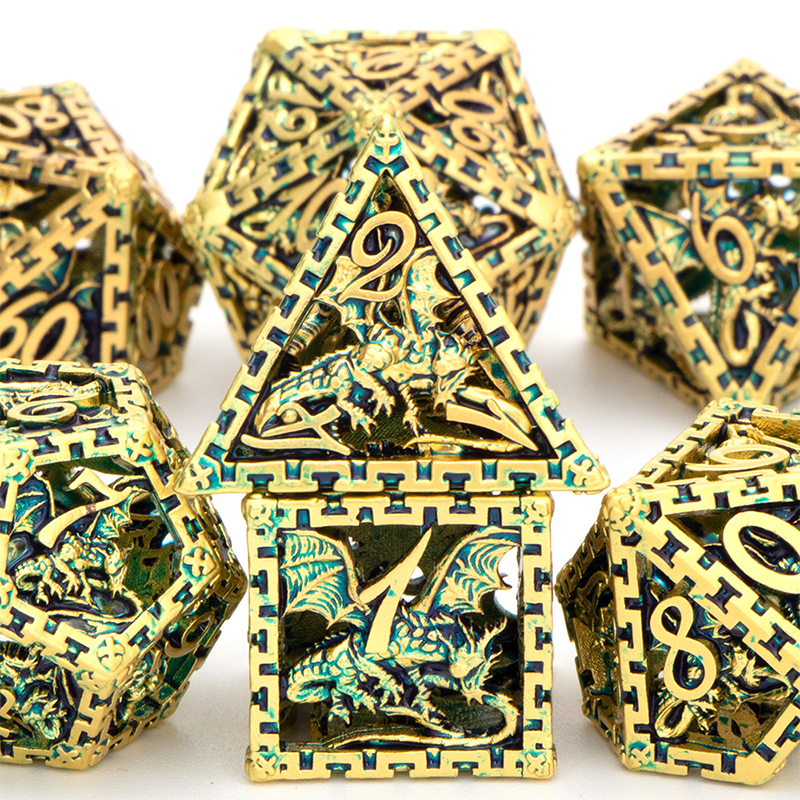 Hohl Metall Dnd Würfel einstellen Kerker Und Drachen D &Ampere; d D + D Würfel D20 D12 D10 D % d8 D6 D4 RPG Kupfer Polyeder Rolle Spielen Würfel: TLONG-09
