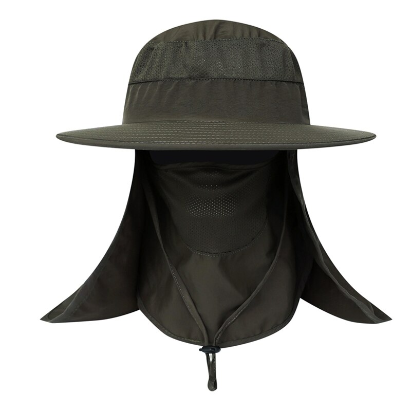 Sombrero de pesca gorro de verano cuello protección solar ala ancha de secado rápido gorra de sol pesca escalada hombres sombrero con cuerda: JG