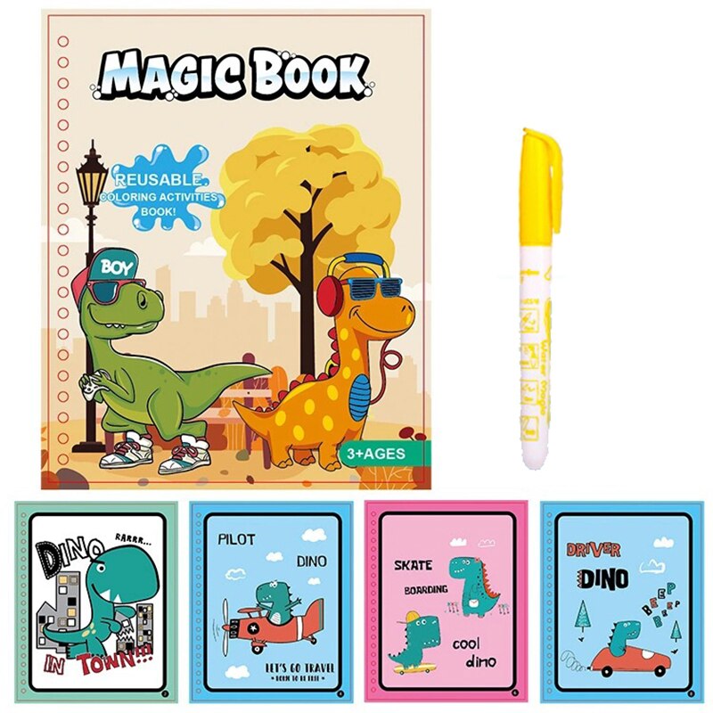 35 Style Montessori Set da disegno per giocattoli per bambini colorazione riutilizzabile libro magico per acqua tavolo da pittura per Doodle educativo precoce sensoriale: Black