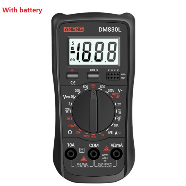 High Precise AC DC Digital Multimeter Multimetro Voltage Meter Multifunctional Measuring Electrical Instrument Tool: With battery