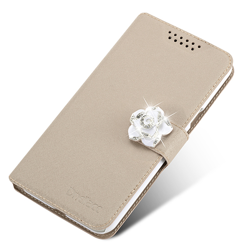 Dneilacc Case For Coque Asus Zenfone 3s Max ZC521TL Cell Phone Cover With Rhinestone Luxury Flower Diamond Phone Bags: Gold With Camellia