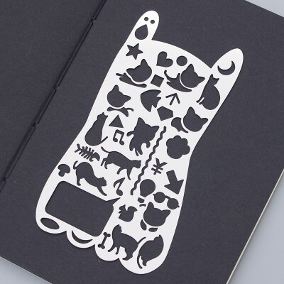 BZNVN Office pattern template w41al hollow w51 Cute Metal Bookmark Drawing Ruler: cat