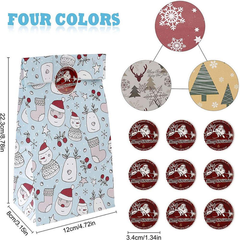 24 stuks kerstzakjes adventskalender om papieren zakjes te vullen met 1-24 cijferstickers kerst theekransje adventszakjes