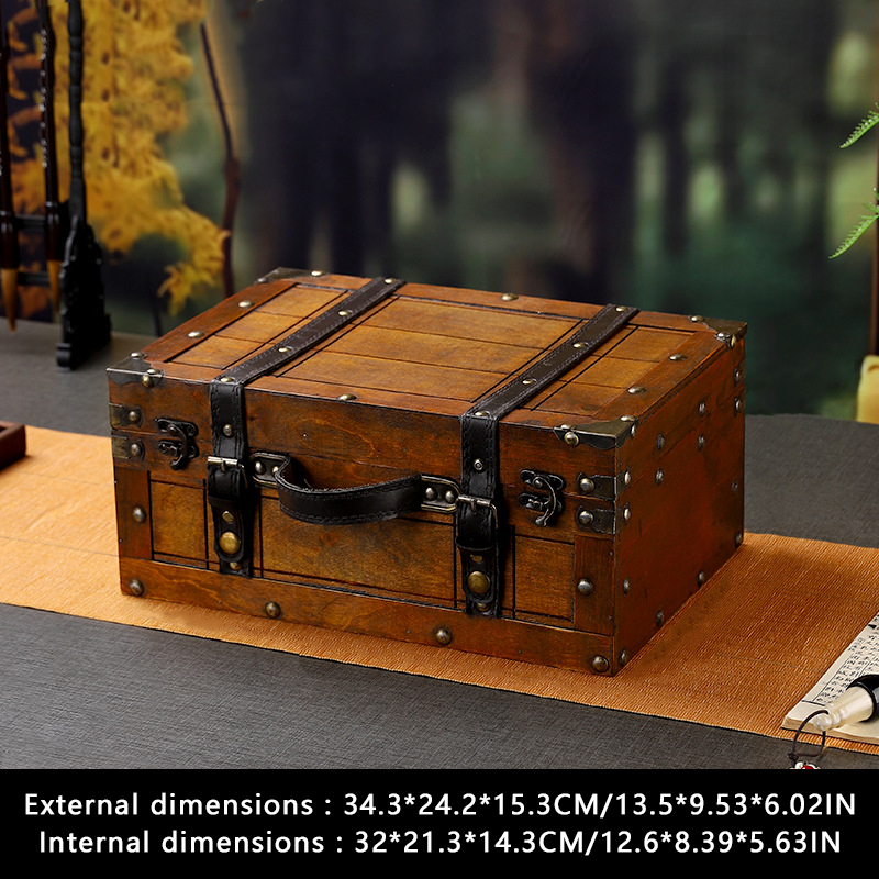Valise Vintage en bois avec poignée, , boîte de rangement pour bijoux au trésor de Style européen, mallette de rangement pour la maison et les voyages: green