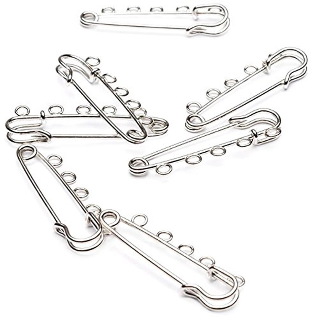 5 Stks Platina Coloured Kilt Pins, 50mm x 16mm