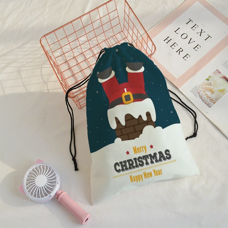 De zak vrolijke kerst print tas kerst trekkoord tassen dames multi-stijl reisrugzak wolesale