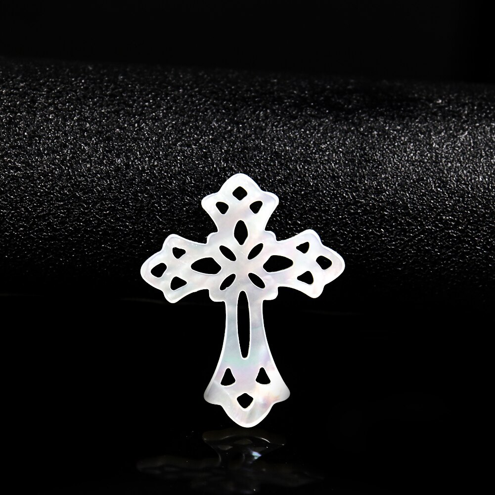 1PC Natural Sea Shell Handmade Craft Exquisite Hollow Carving DIY Jewelry Accessories Pearl White Cross Beach Wedding Decor