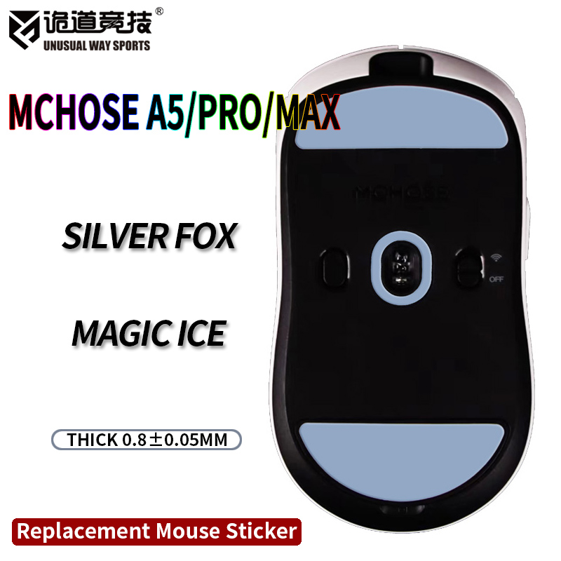 Unusual Way Sports Mouse Aufkleber Füße MCHOSE A5 Promax gewölbte Oberfläche PTFE Anti Collapse Magic Ice Silver Fox