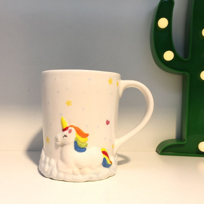 1 stücke Einhorn tassen kaffee tassen Kreativität 3D Handgemalte Ebene Keramik Nette Kaffee Becher Wasser Tasse Getränk Für freunde: 2