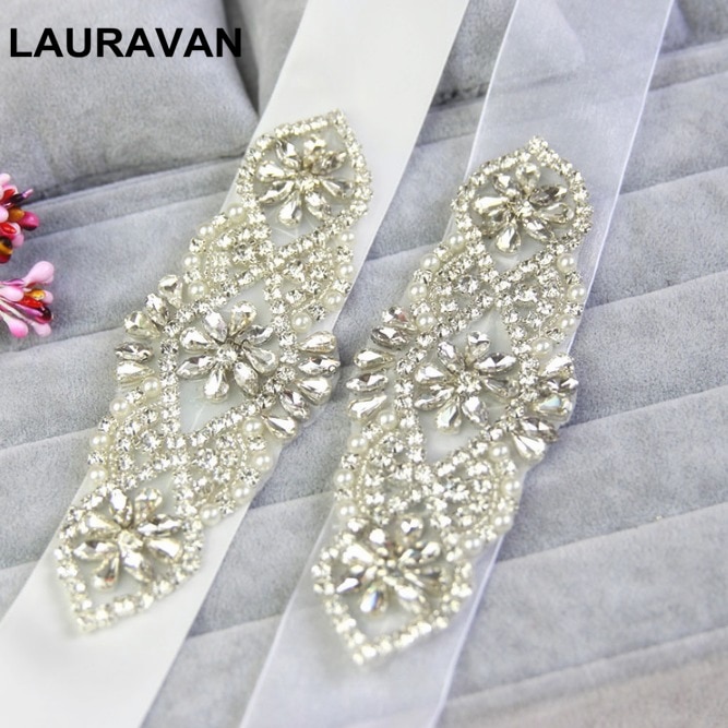Brillant blanc Satin ceinture strass ceinture de mariée ceinture de mariage accessoire Applique pour soirée robes de bal décoration de mariage