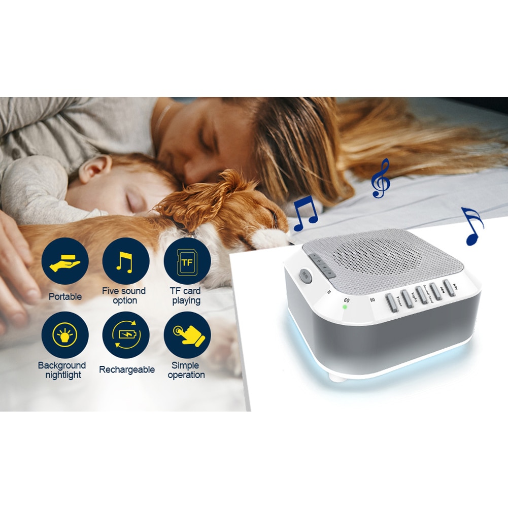 Relaxation Baby Lullaby Sleep Sound Machine Office For Kids Nightlight Soothing Natural Rain Ocean White Noise USB Rechargeable
