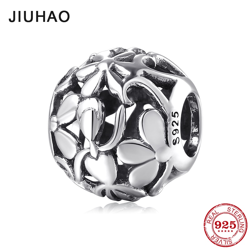 Uitgeholde meisjes en bloemen 925 fijne kralen van sterling zilver passen op originele jiuhao bedelarmband sieraden maken