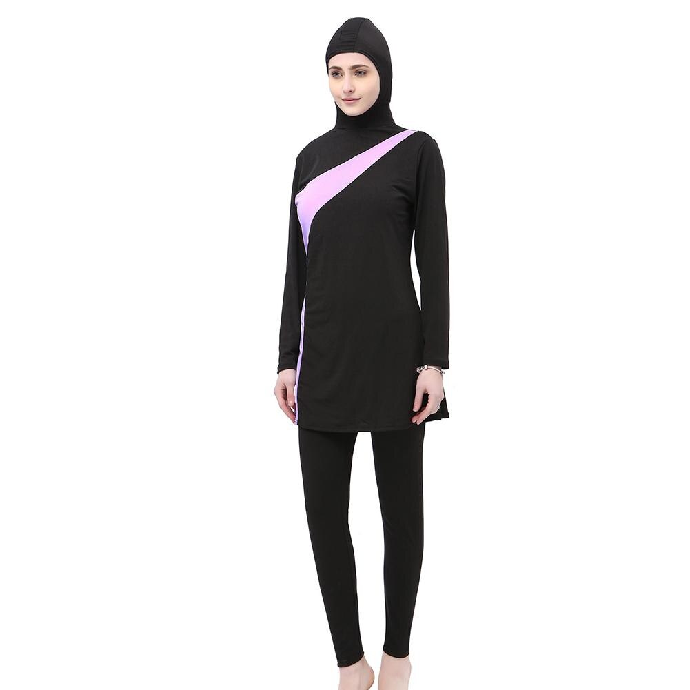 L-5XL Plus Size Muslim Swimwear Women Stripes Women Swimming Suit Islamic Swim Wear Beach Islamic Swimsuit Pink Blue