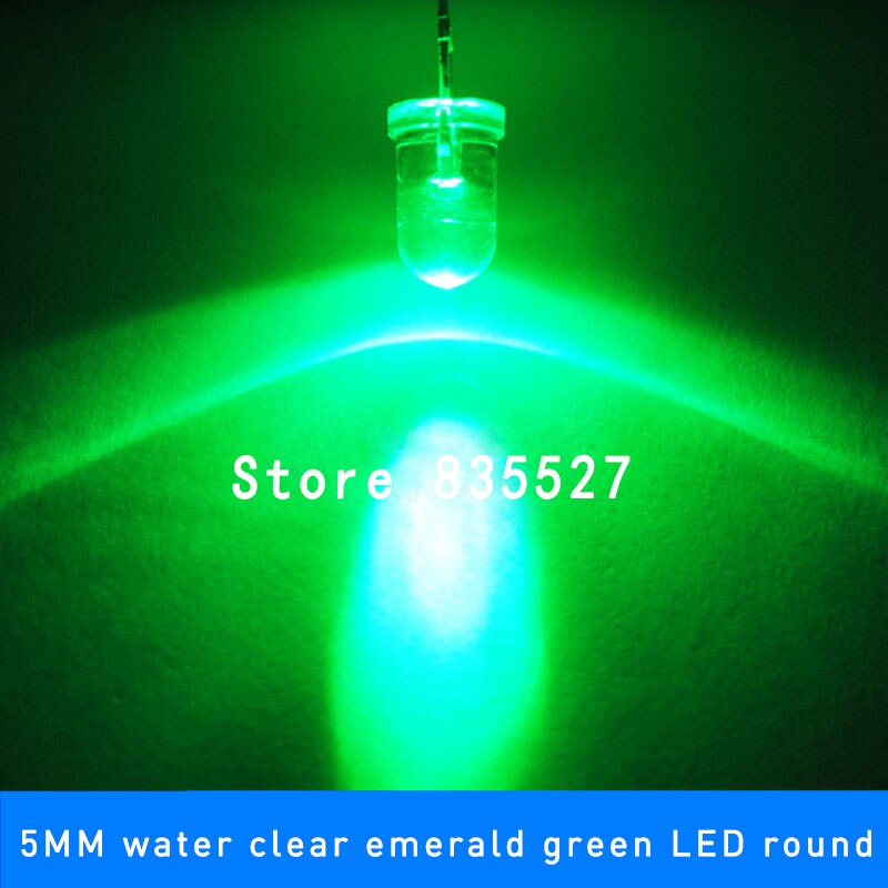 200 stks/partij Smaragdgroen 5mm F5 ronde LED lamp kralen super heldere LED Licht emitting diodes ) voor DIY lichten
