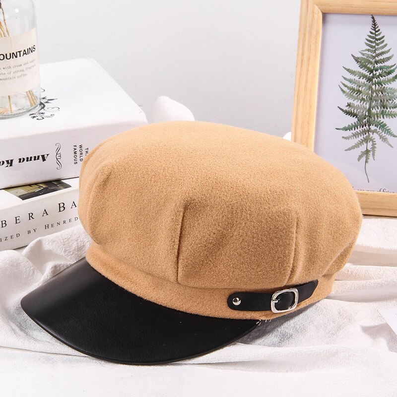 Nowy jesień zima kapelusze dla kobiet w jednolitym kolorze gładka ośmioboczna czapka gazeciarza panie moda retro kapelusz zima beret kobiety solidna kolorowa czapka: 04