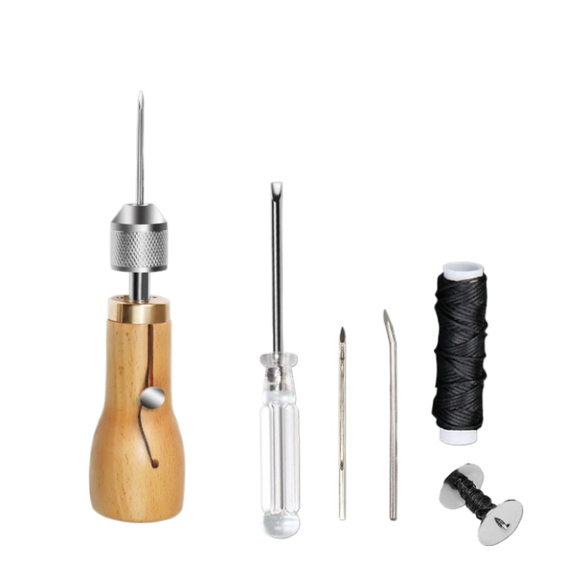 Kit de poinçon de couture du cuir, bricolage, fil ciré, outils de couture à la main, artisanat du cuir, bandes de ceinture de couture, cordonnier, outils de réparation de toile: vert clair